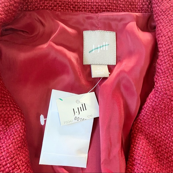 NEW J. Jill Red Woven Wool 2 Button Jacket - Picture 4 of 6
